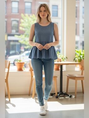 Banana Republic Blue Sleeveless Peplum Top